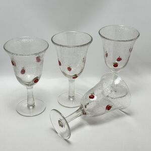 Vintage Stemmed Goblets Decorative Seeded Bubble Wine Glasses